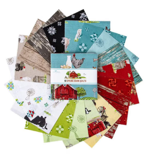 Riley Blake Spring Barn Quilts 10 inch squares, 42 pieces