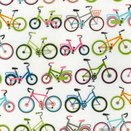 Robert Kaufman bicycles sweet cotton flannel