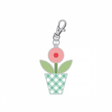 Lori Holt Gingham Garden enamel happy charm