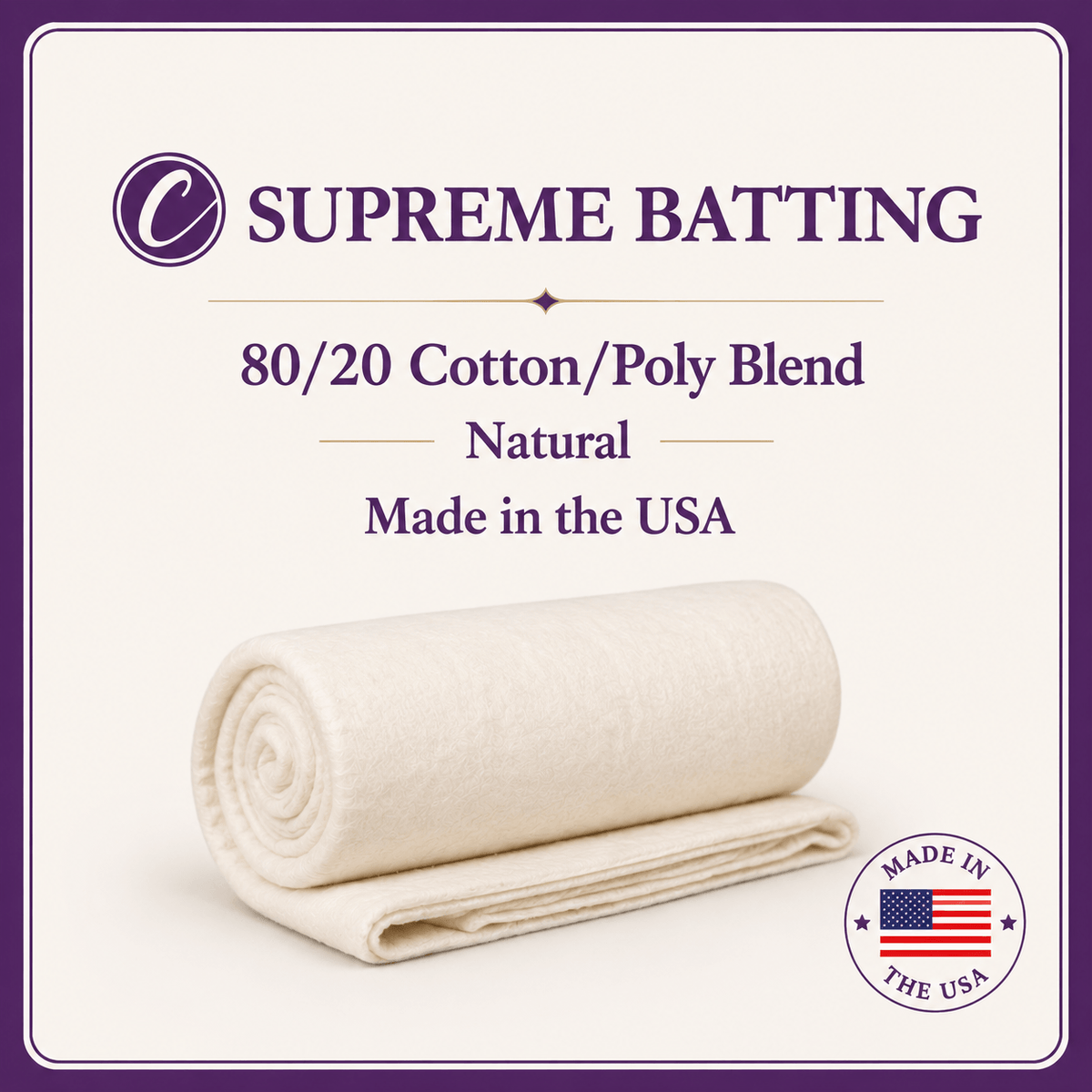 Choice Supreme Batting - 80/20 Cotton/Poly Blend - Crib (46.5" x 60")