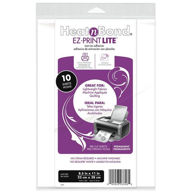 HeatnBond Lite EZ-Print Iron-On Adhesive Sheet 10 pk, 8.5 in x 11 in