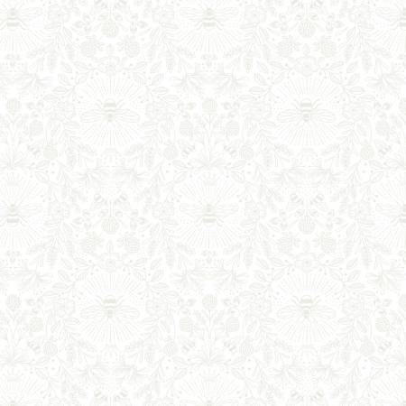 Queen Bee white on white blender quilting cotton