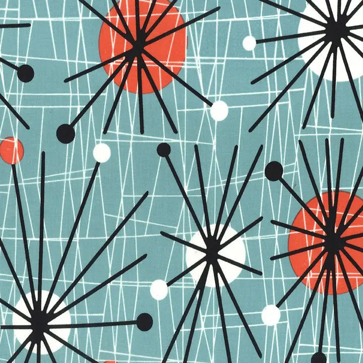 Blue Turquoise Atomic Cotton Wideback Fabric per yard