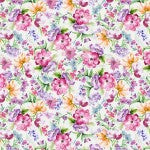 Serafina White Cheerful Blooms floral quilting fabric by Windham Fabrics