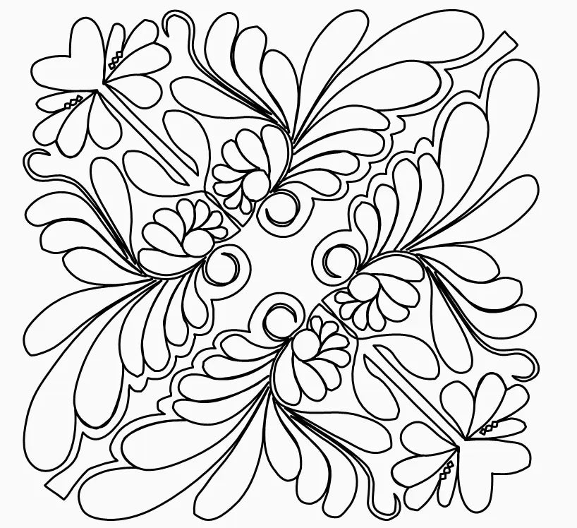 Daisy Heart Feathers Block - Linda's Electric Quilters