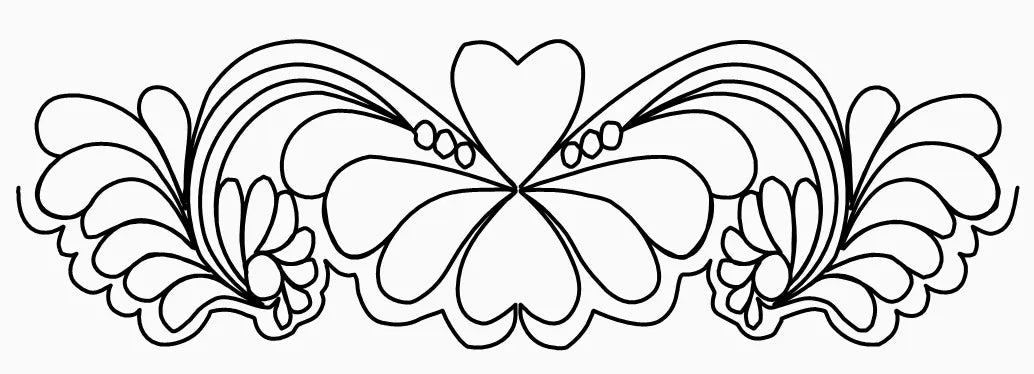 Daisy Heart Feathers Border - Linda's Electric Quilters