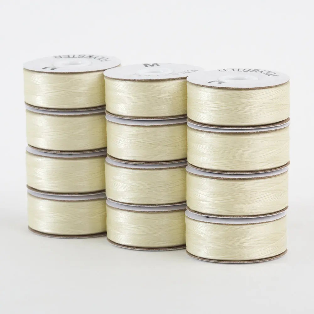 651 Ivory Super Bobs Poly 12 Pack M-Style - Linda's Electric Quilters