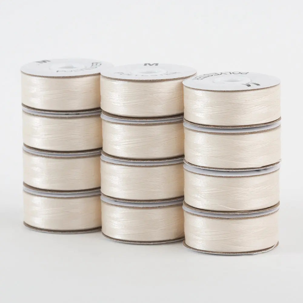 655 Off White Super Bobs Poly 12 Pack M-Style - Linda's Electric Quilters