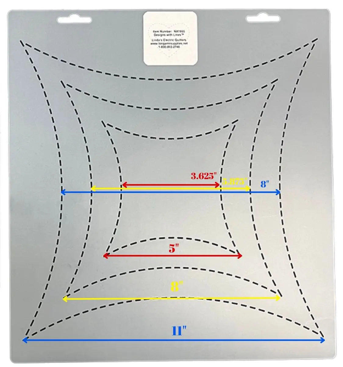 1955 Curvy Square 5"/8"/11" Stencil - Linda's Electric Quilters