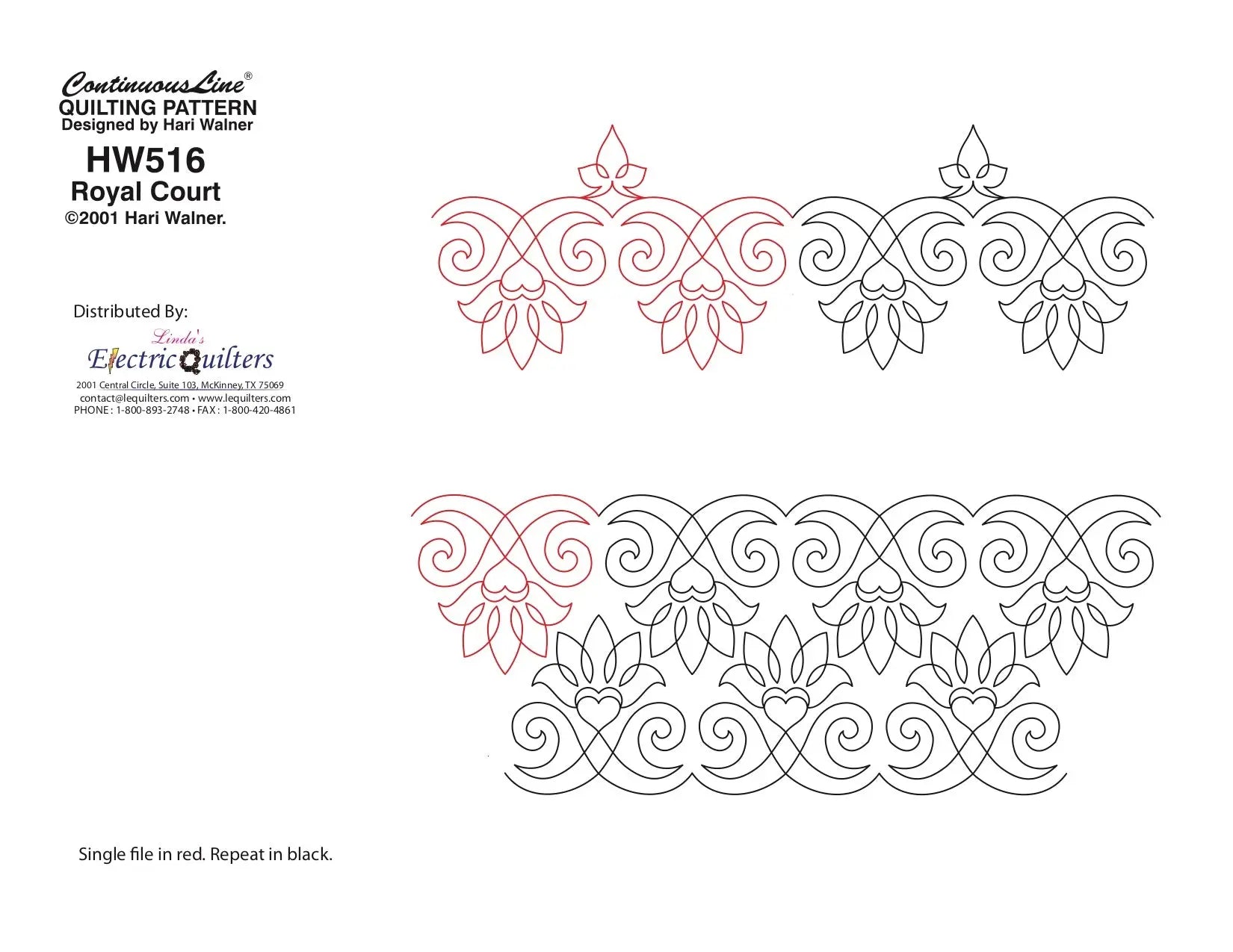 516 Royal Court Pantograph by Hari Walner - Linda's Electric Quilters
