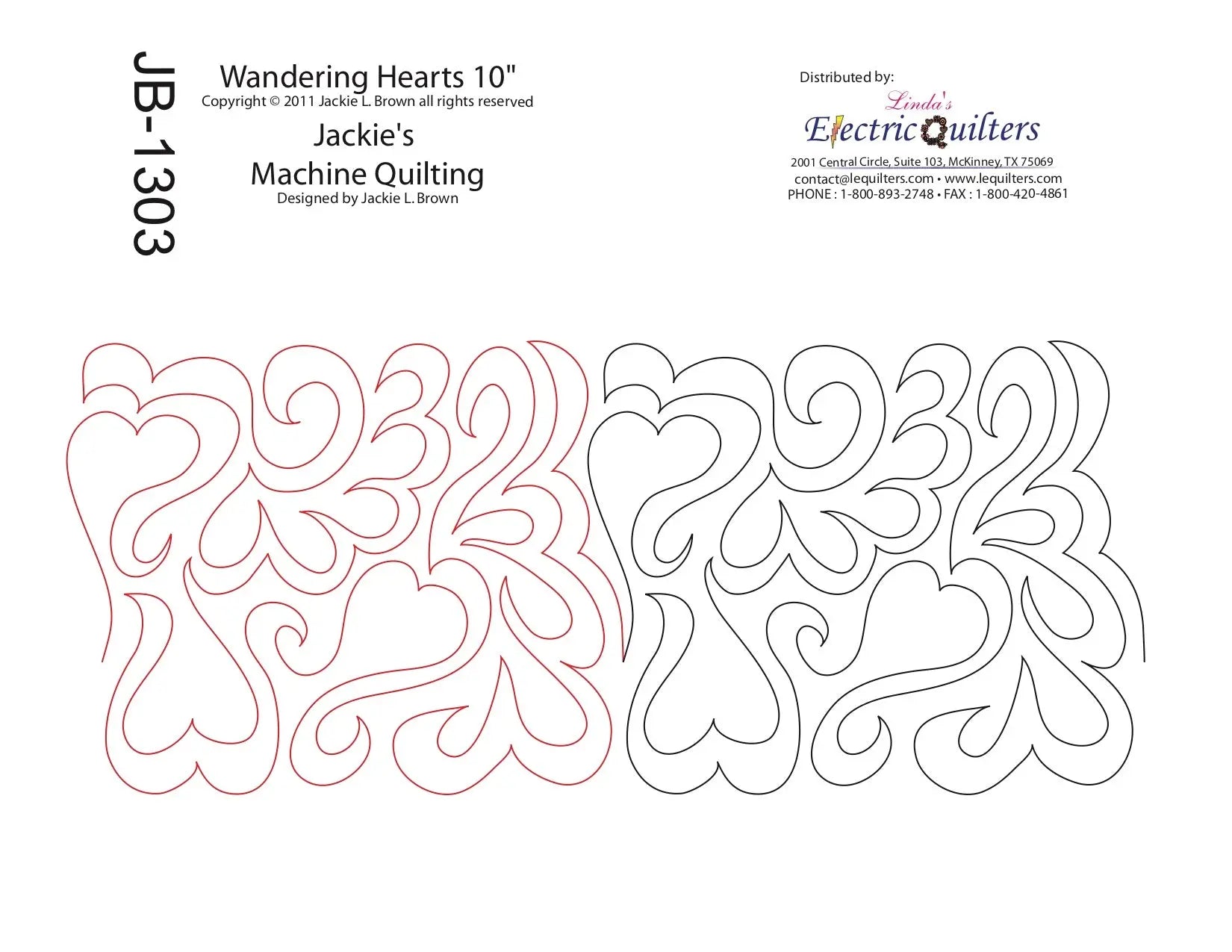 1303 Wandering Hearts Pantograph by Jackie Brown - Linda's Electric Quilters