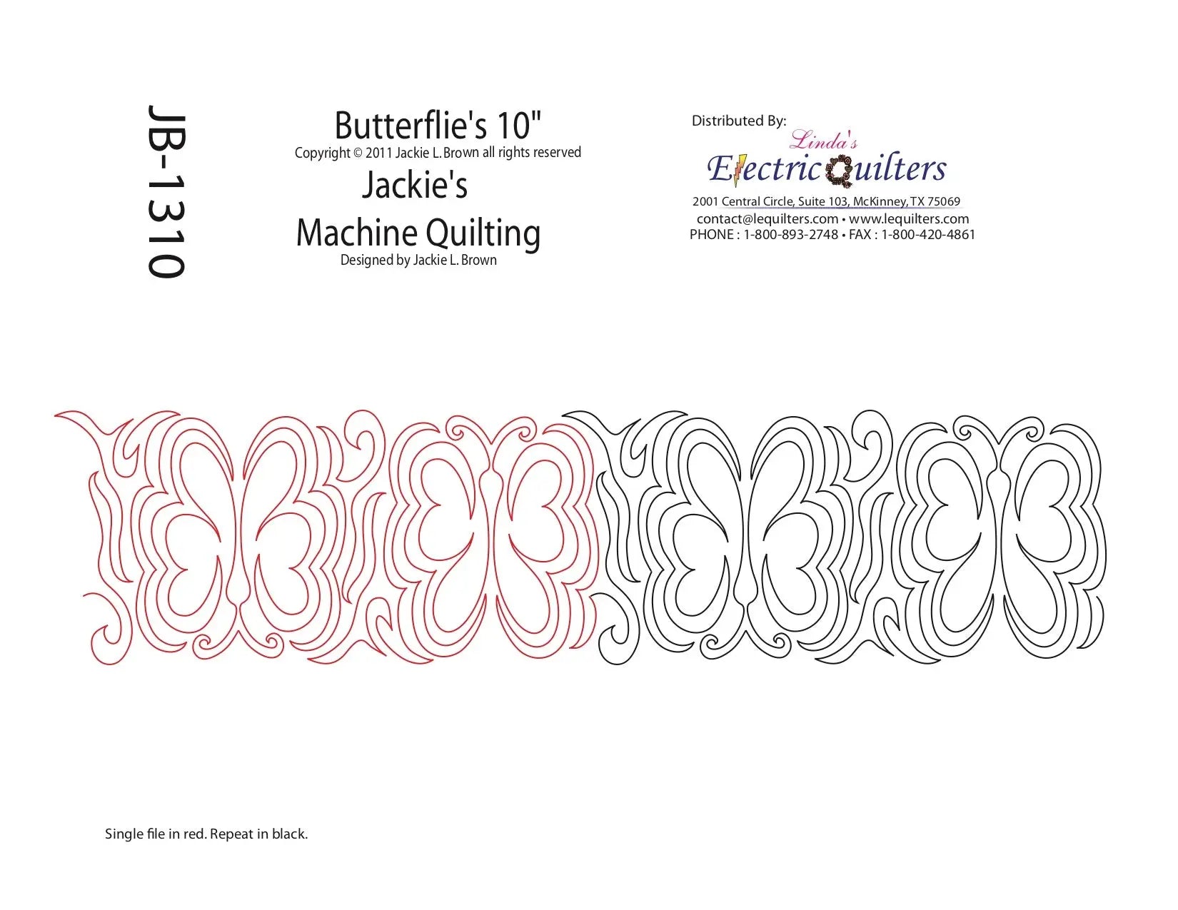1310 Butterflies Pantograph by Jackie Brown - Linda's Electric Quilters
