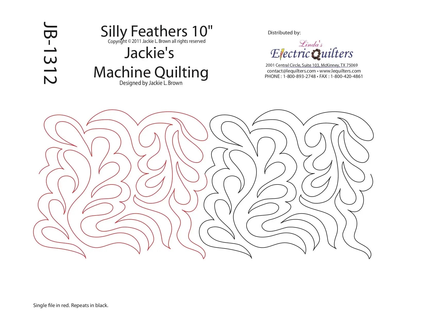 1312 Silly Feathers Pantograph by Jackie Brown - Linda's Electric Quilters