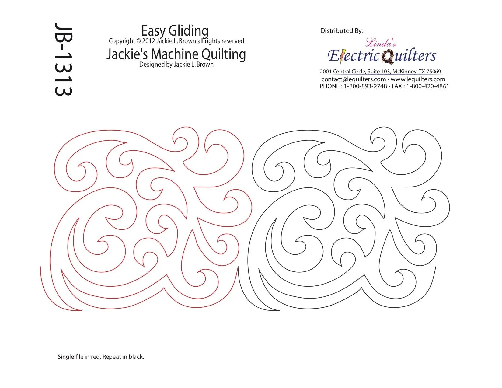 1313 Easy Gliding Pantograph by Jackie Brown - Linda's Electric Quilters