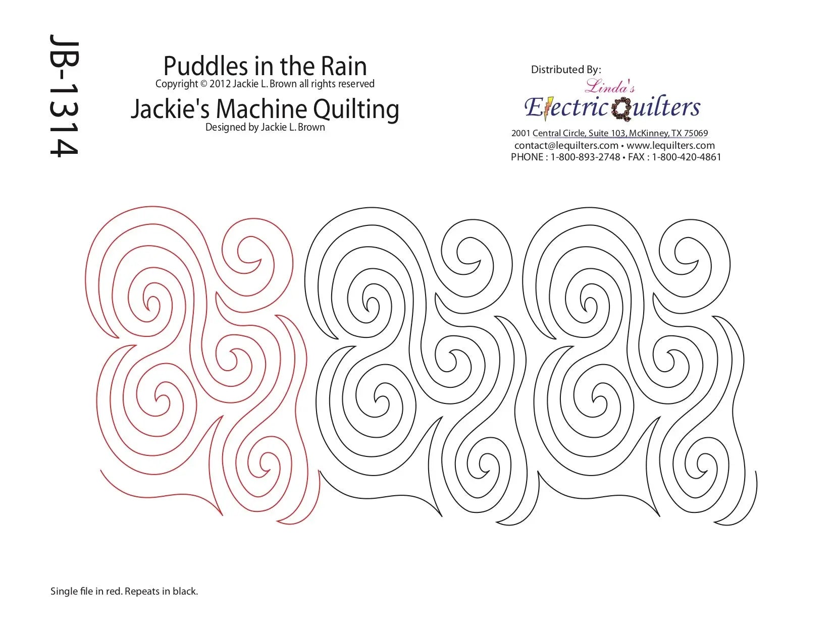 1314 Puddles In The Rain Pantograph by Jackie Brown - Linda's Electric Quilters