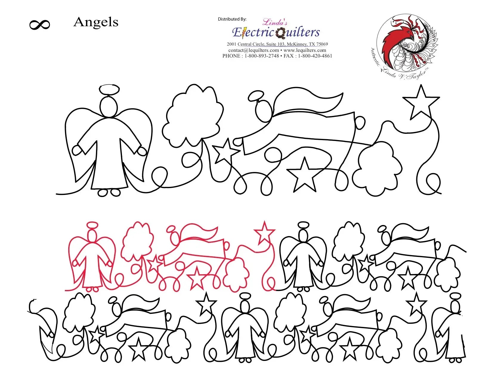 008 Angel longarm Pantograph by Linda V. Taylor - Linda's Electric Quilters