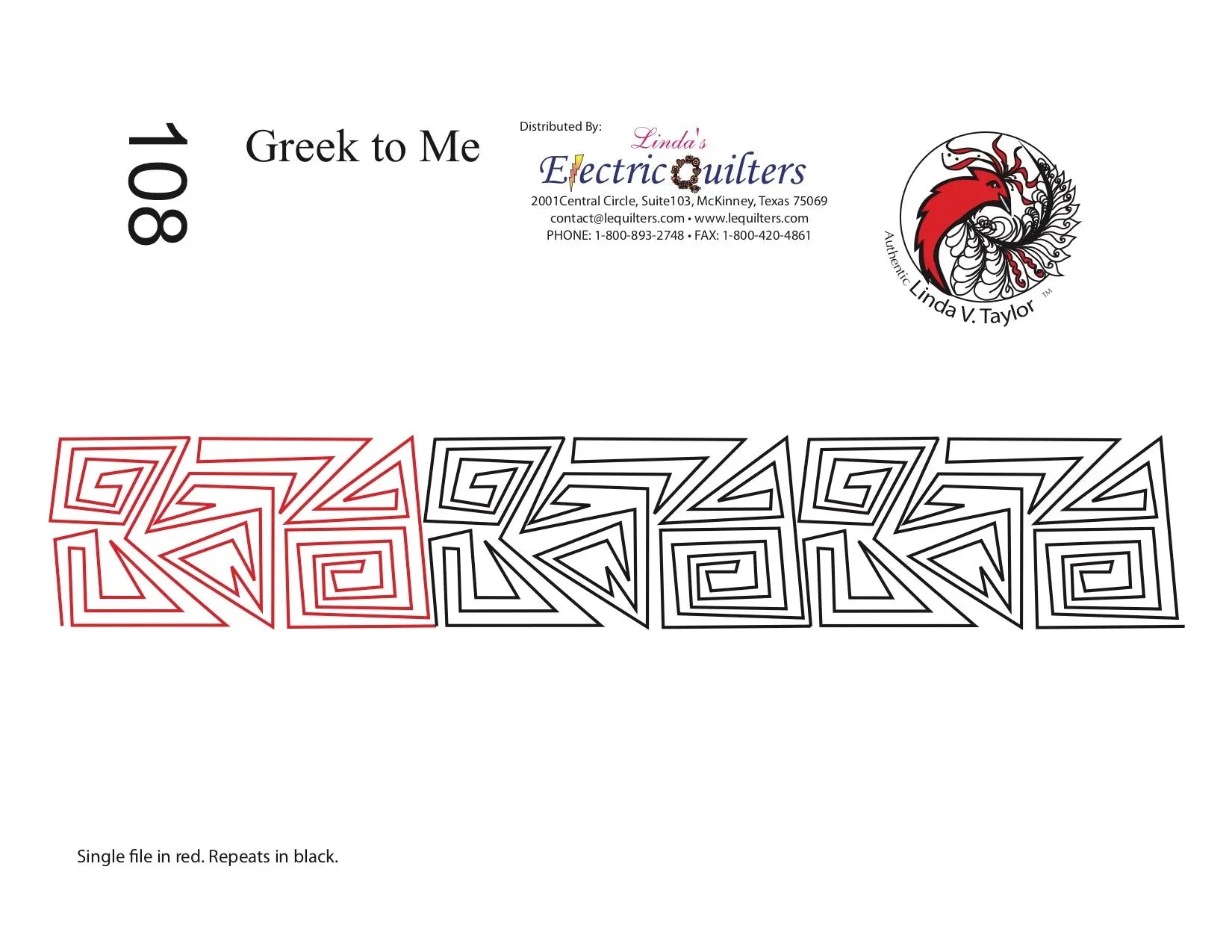 108 Greek To Me Pantograph by Linda V. Taylor - Linda's Electric Quilters