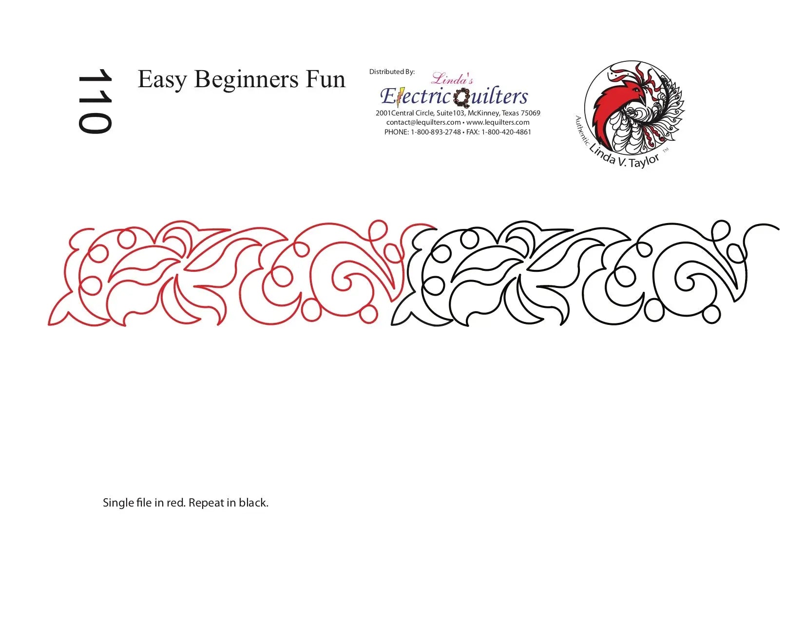 110 Easy Beginners Fun Pantograph by Linda V. Taylor - Linda's Electric Quilters