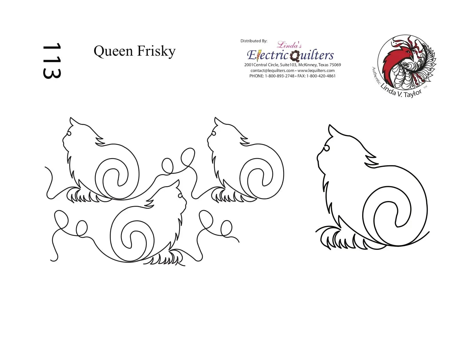 113 Queen Frisky Pantograph by Linda V. Taylor - Linda's Electric Quilters