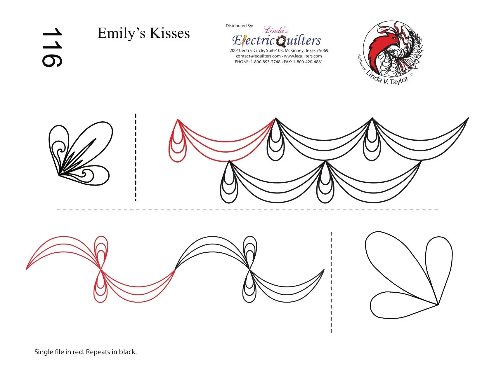 116 Emily's Kisses Pantograph by Linda V. Taylor - Linda's Electric Quilters
