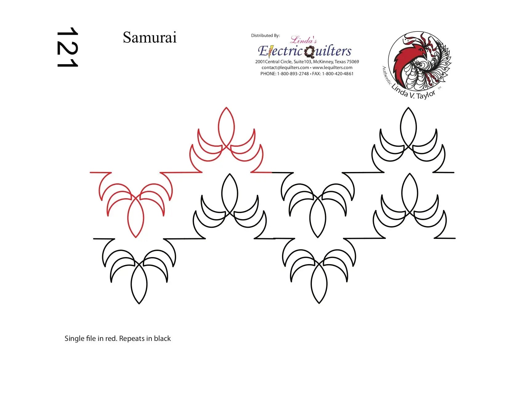 121 Samurai Pantograph by Linda V. Taylor - Linda's Electric Quilters