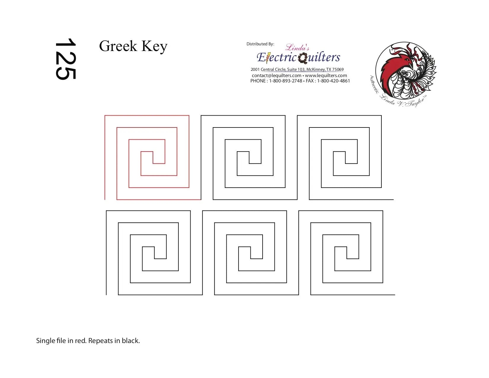 125 Greek Key Pantograph with Blocks by Linda V. Taylor - Linda's Electric Quilters