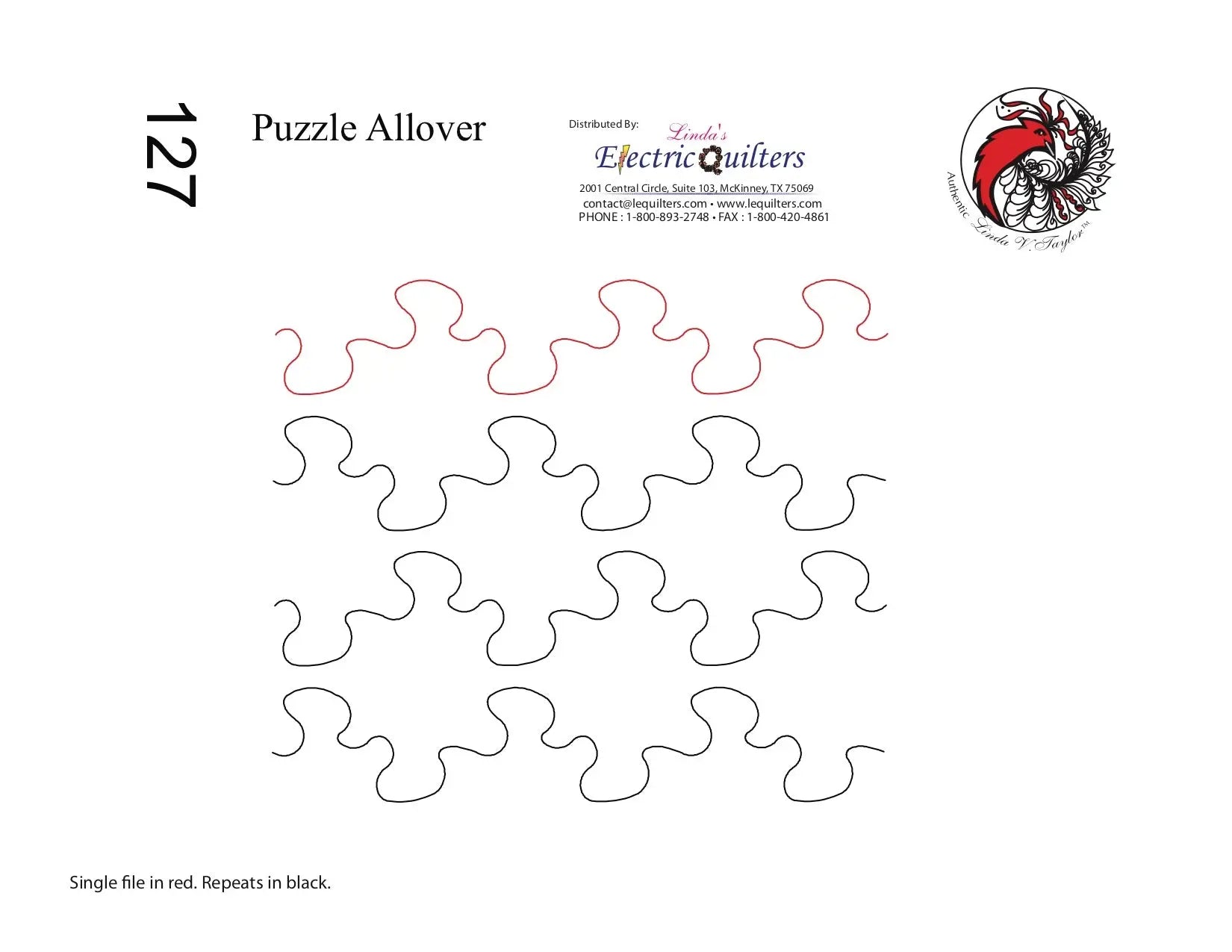 127 Puzzle Allover Pantograph by Linda V. Taylor - Linda's Electric Quilters