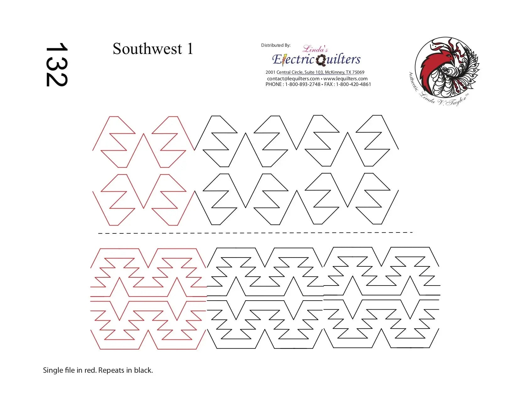 132 Southwest 1 Pantograph by Linda V. Taylor - Linda's Electric Quilters