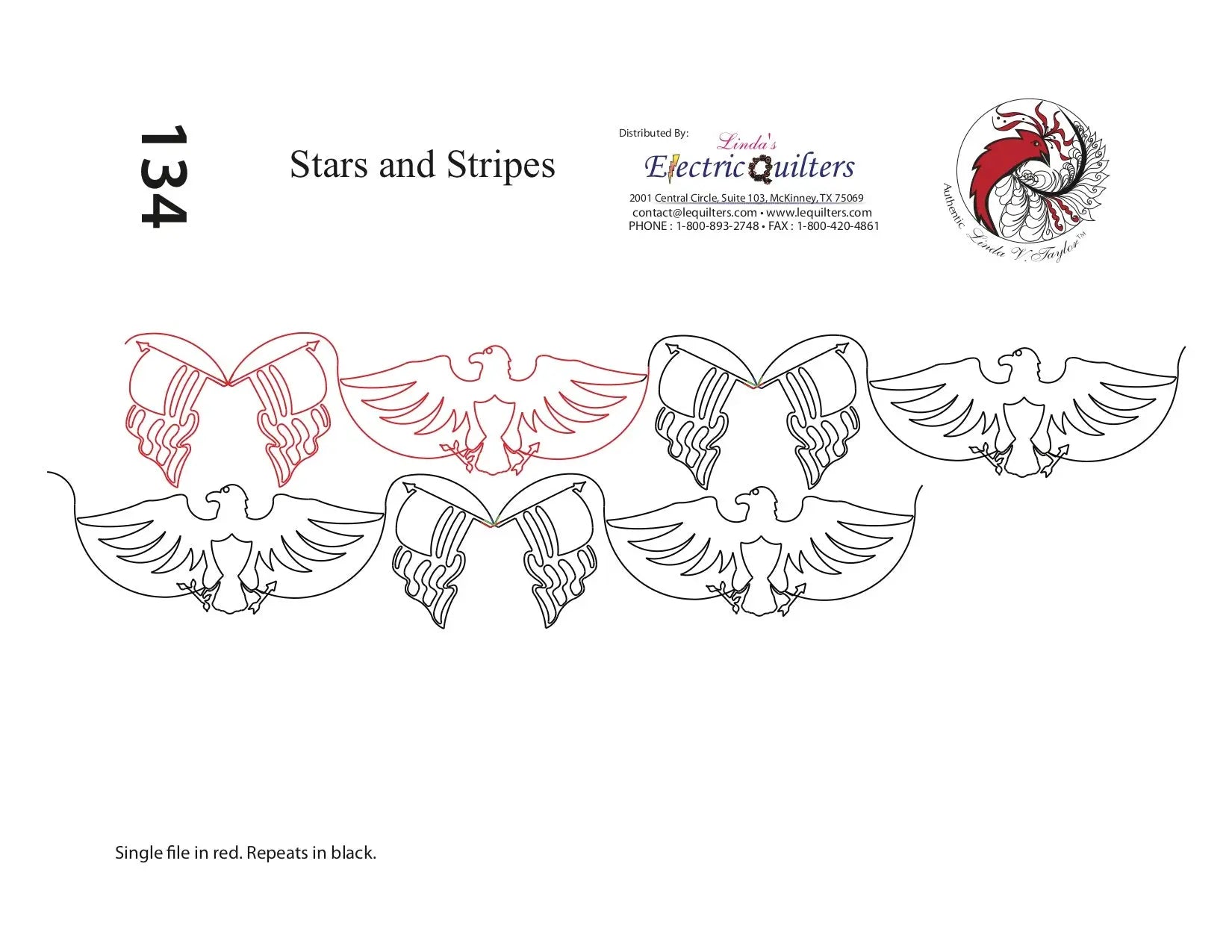 134 Stars And Stripes Pantograph by Linda V. Taylor - Linda's Electric Quilters