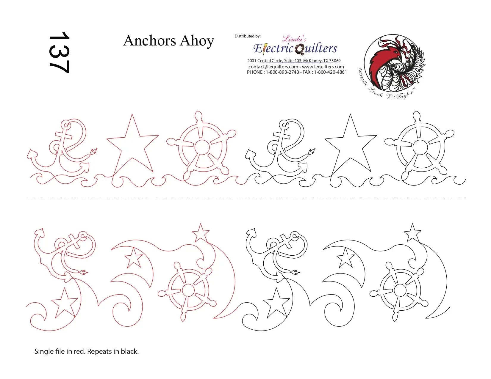 137 Anchors Ahoy Pantograph by Linda V. Taylor - Linda's Electric Quilters