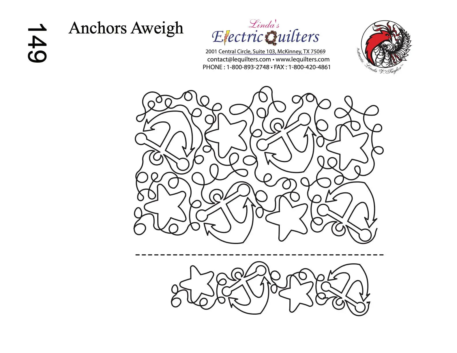 149 Anchors Aweigh Pantograph by Linda V. Taylor - Linda's Electric Quilters