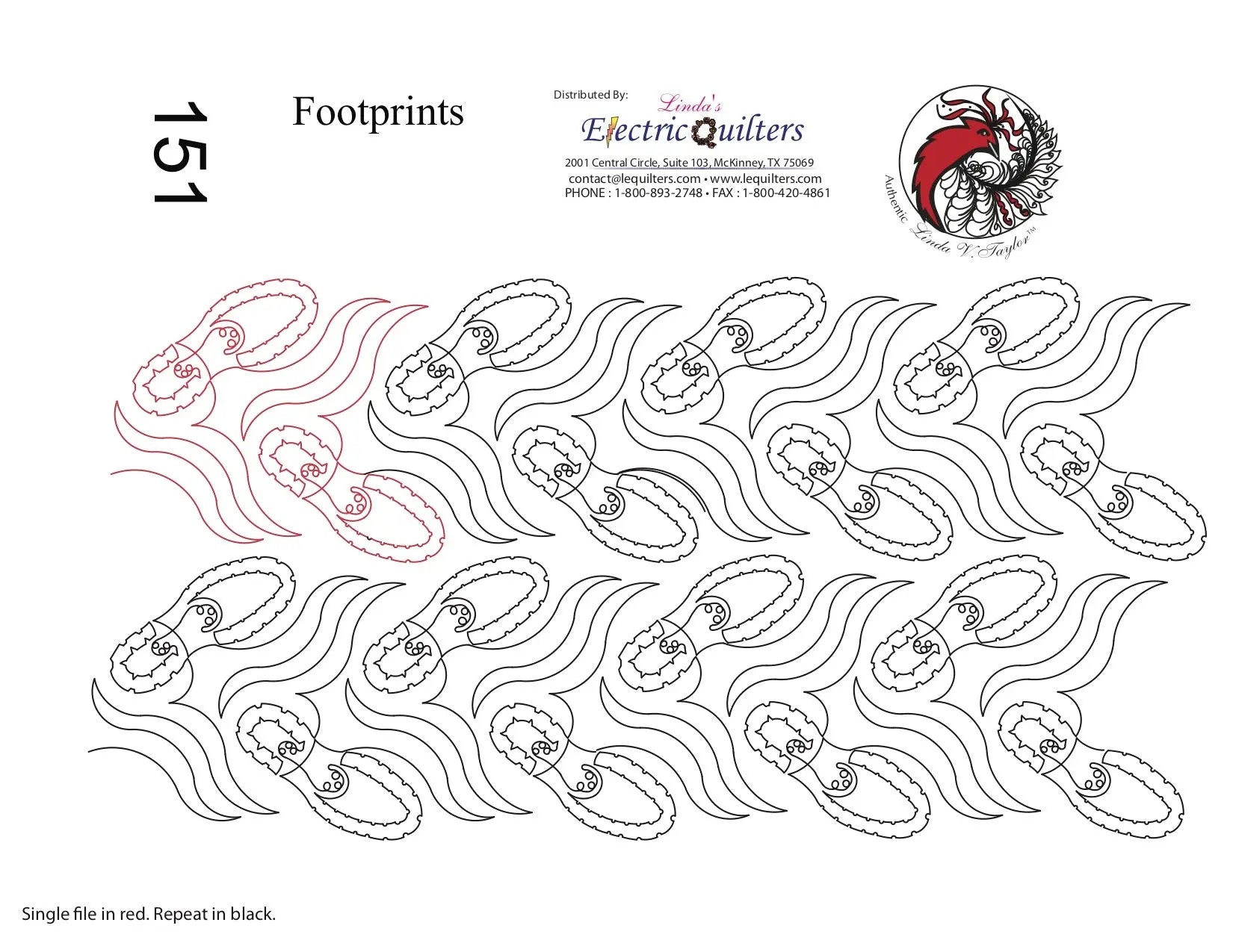 151 Footprints Pantograph by Linda V. Taylor - Linda's Electric Quilters