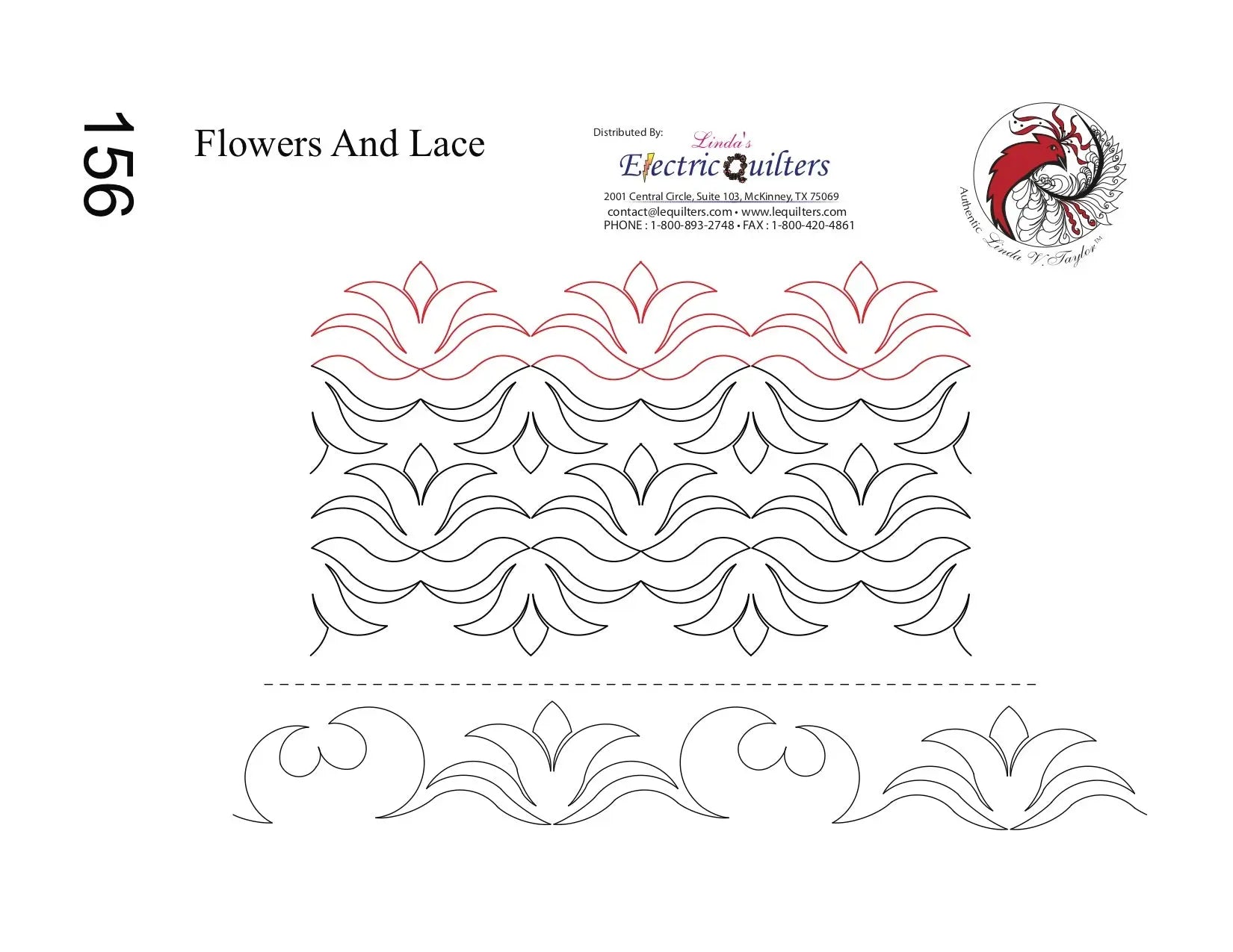 156 Flowers And Lace Pantograph by Linda V. Taylor - Linda's Electric Quilters