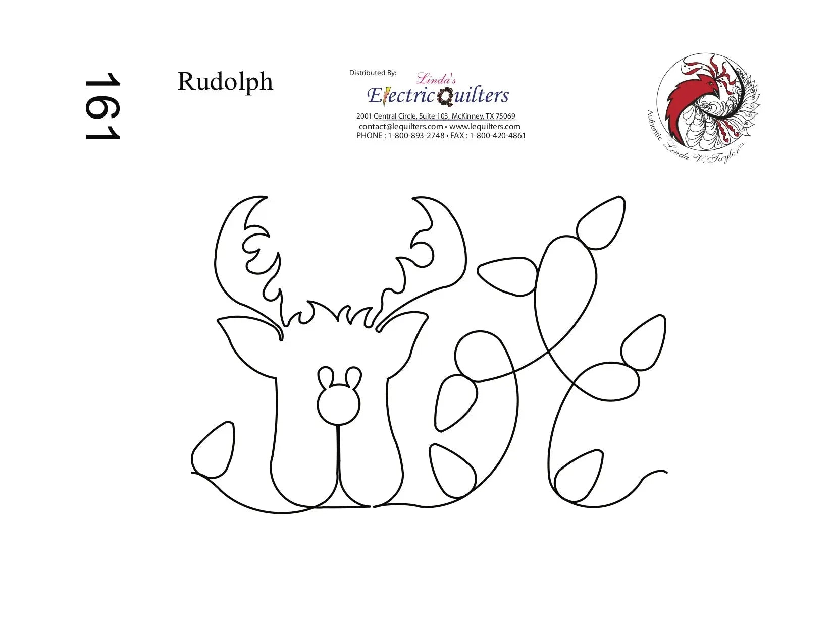 161 Rudolph Pantograph by Linda V. Taylor - Linda's Electric Quilters