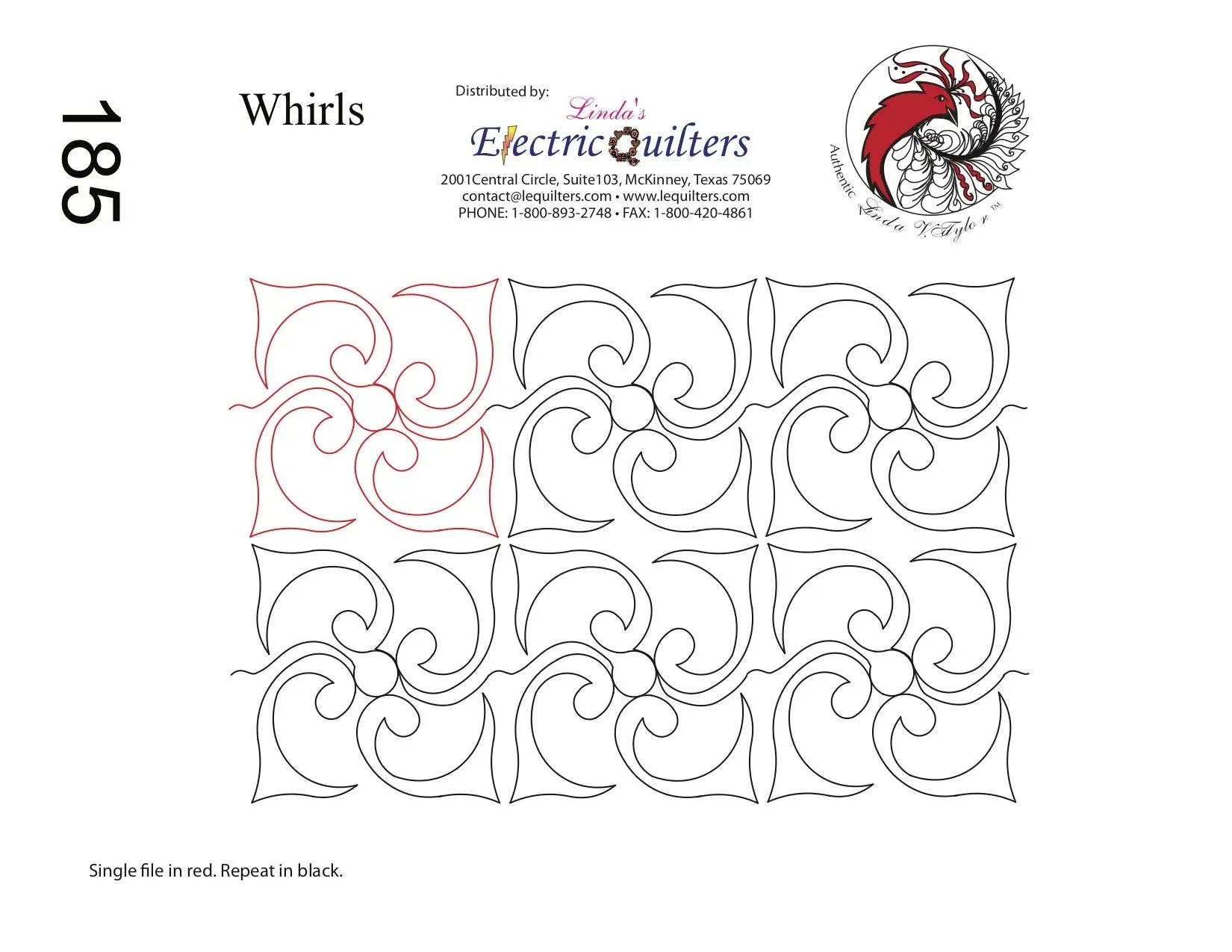 185 Whirls Pantograph by Linda V. Taylor - Linda's Electric Quilters