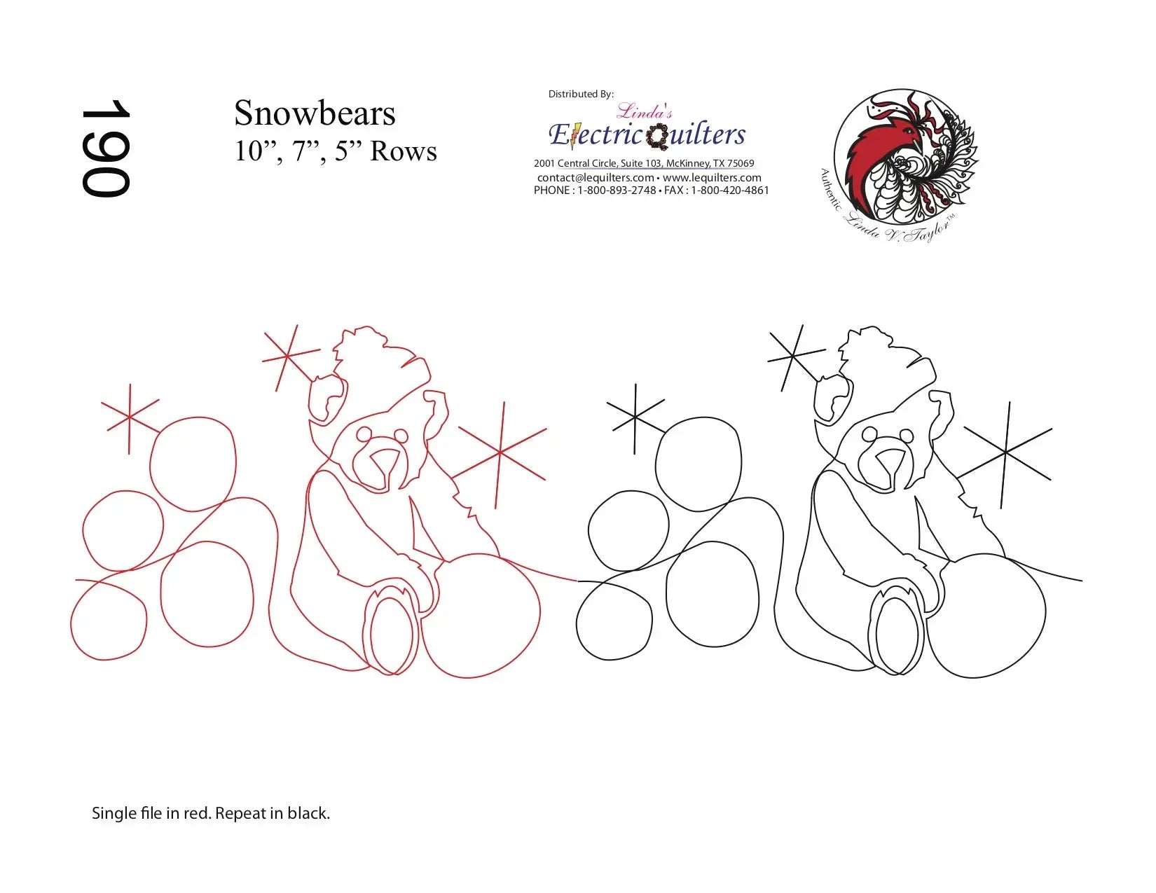 190 Snow Bears Pantograph with Blocks by Linda V. Taylor - Linda's Electric Quilters