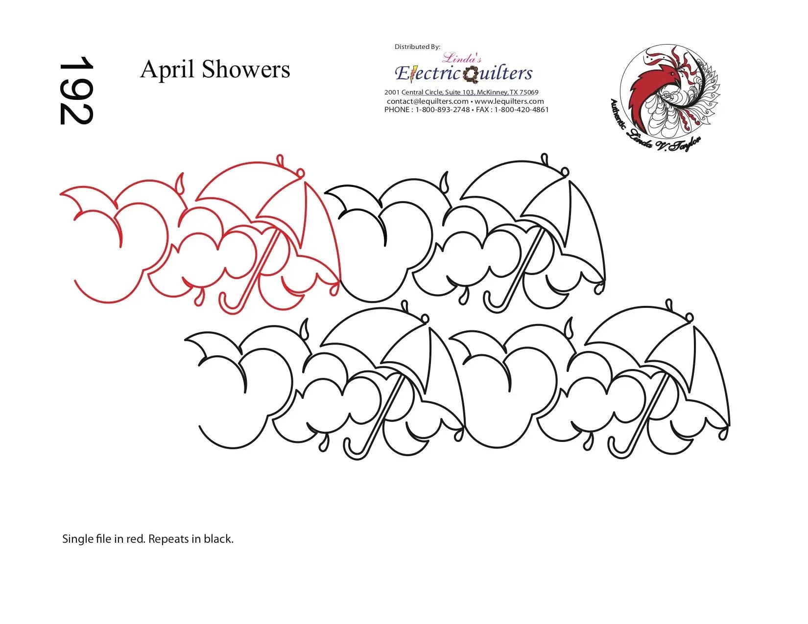 192 April Showers Pantograph by Linda V. Taylor - Linda's Electric Quilters