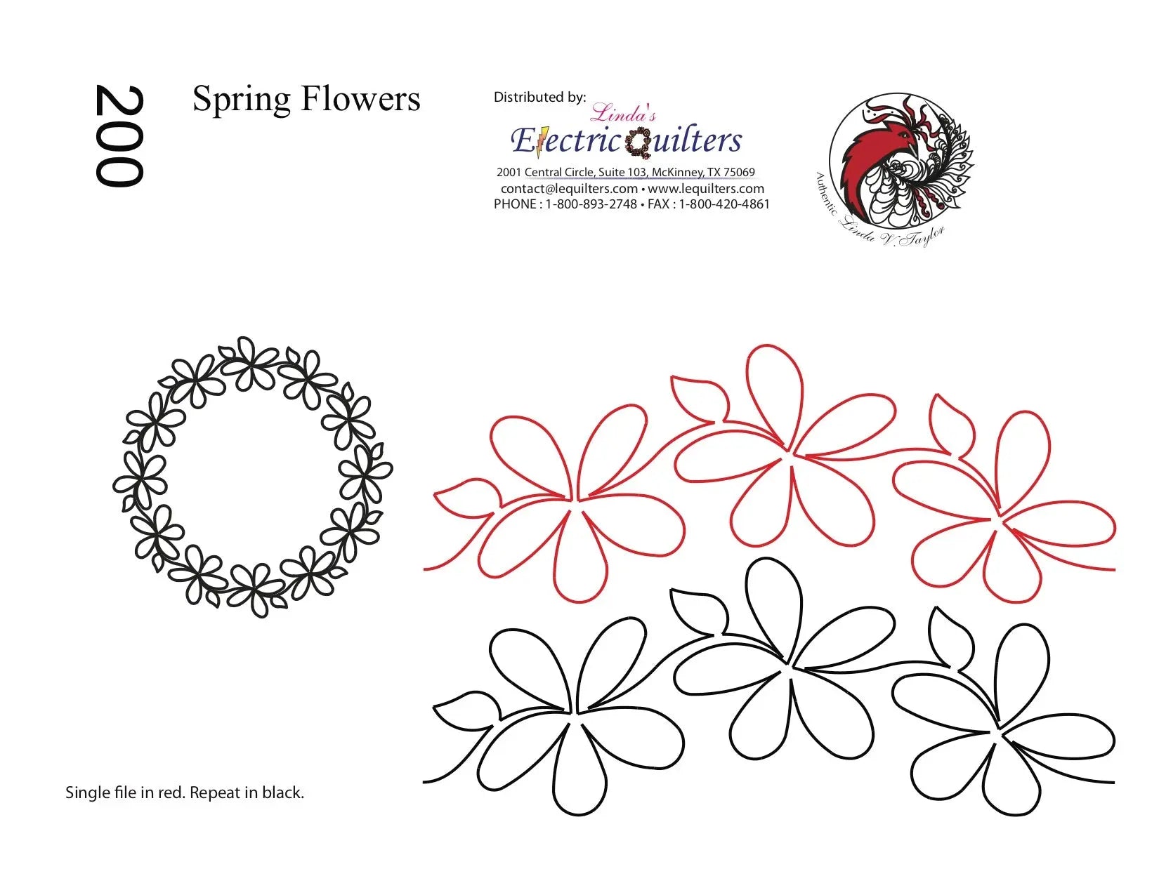200 Spring Flowers Pantograph with Blocks by Linda V. Taylor - Linda's Electric Quilters