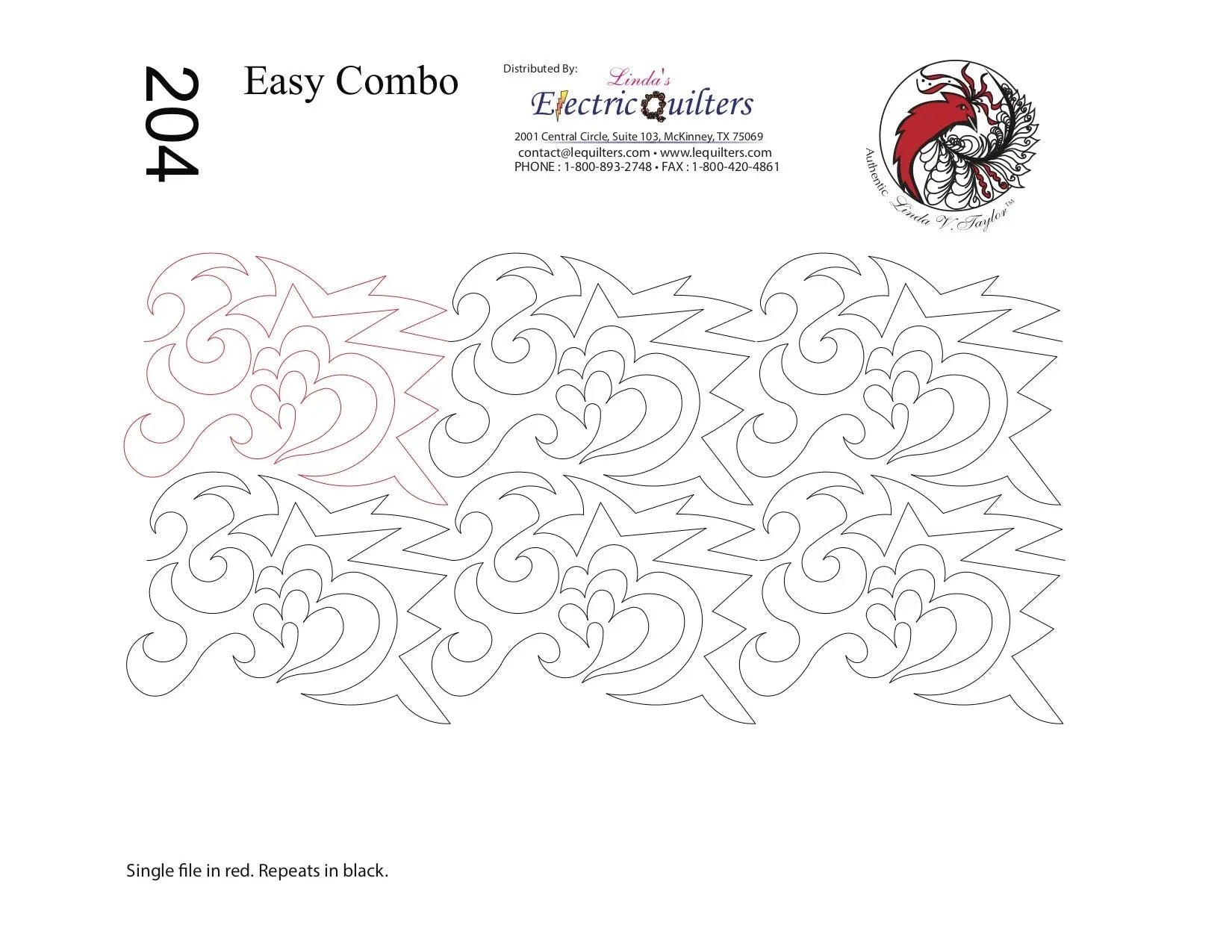 204 Easy Combo Pantograph by Linda V. Taylor - Linda's Electric Quilters