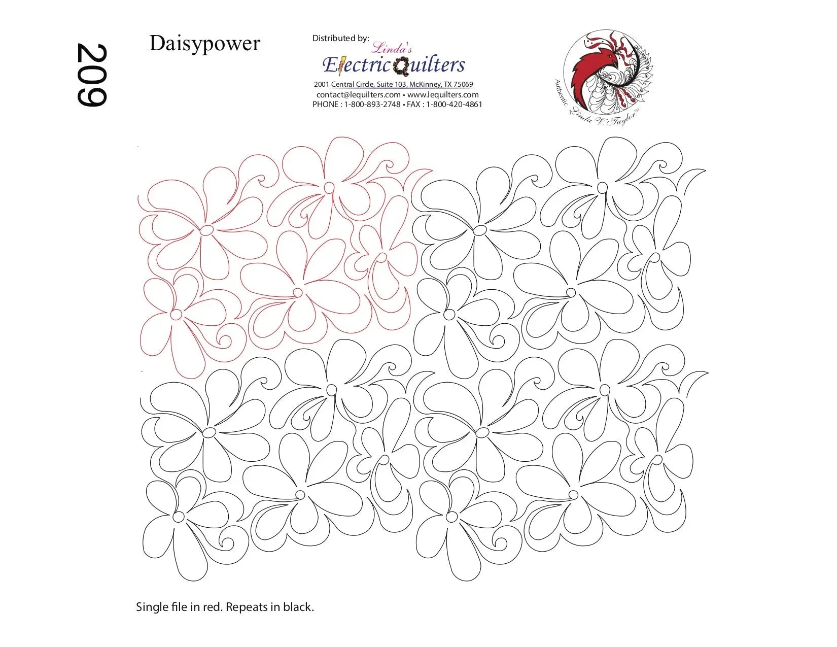 209 Daisy Power Pantograph by Linda V. Taylor - Linda's Electric Quilters