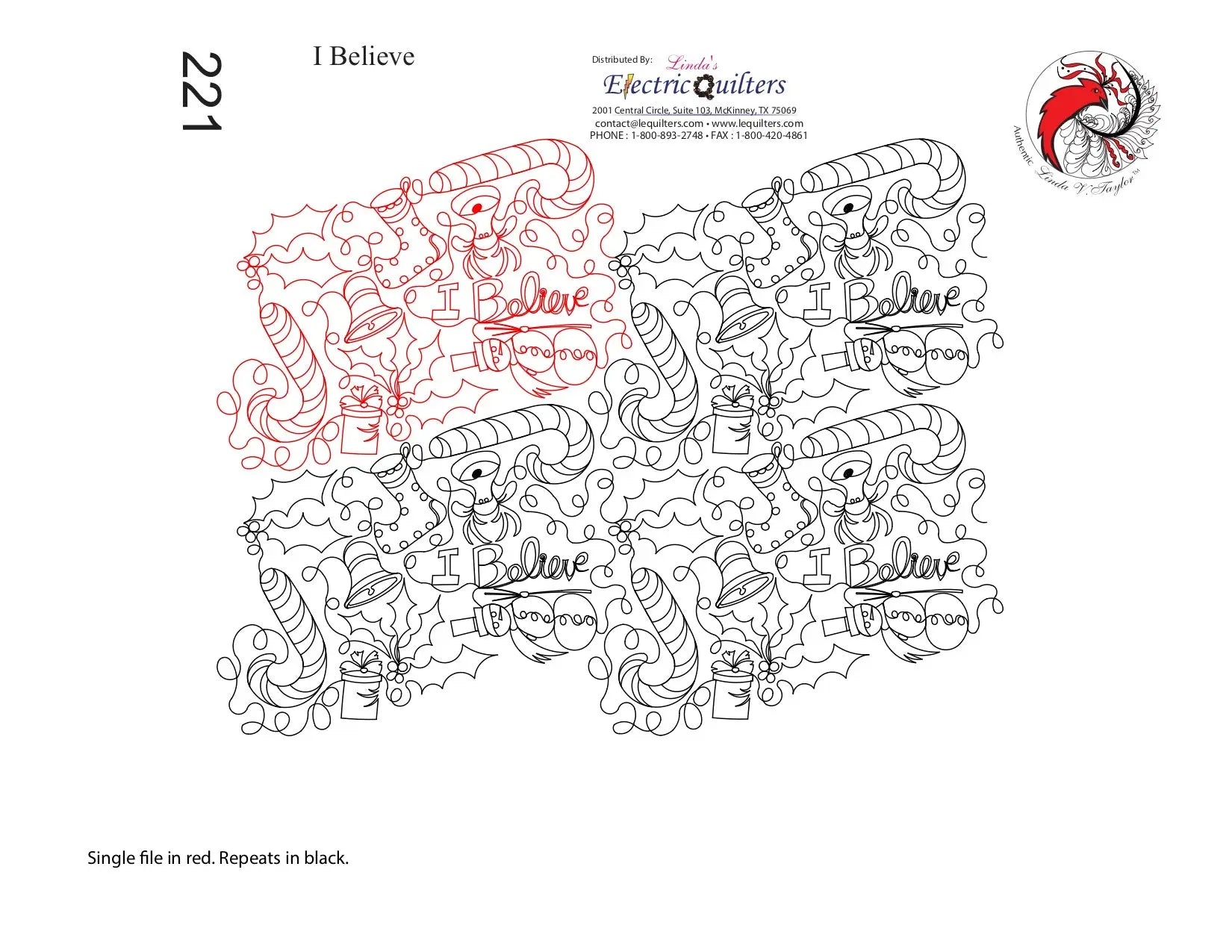 221 I Believe Pantograph by Linda V. Taylor - Linda's Electric Quilters