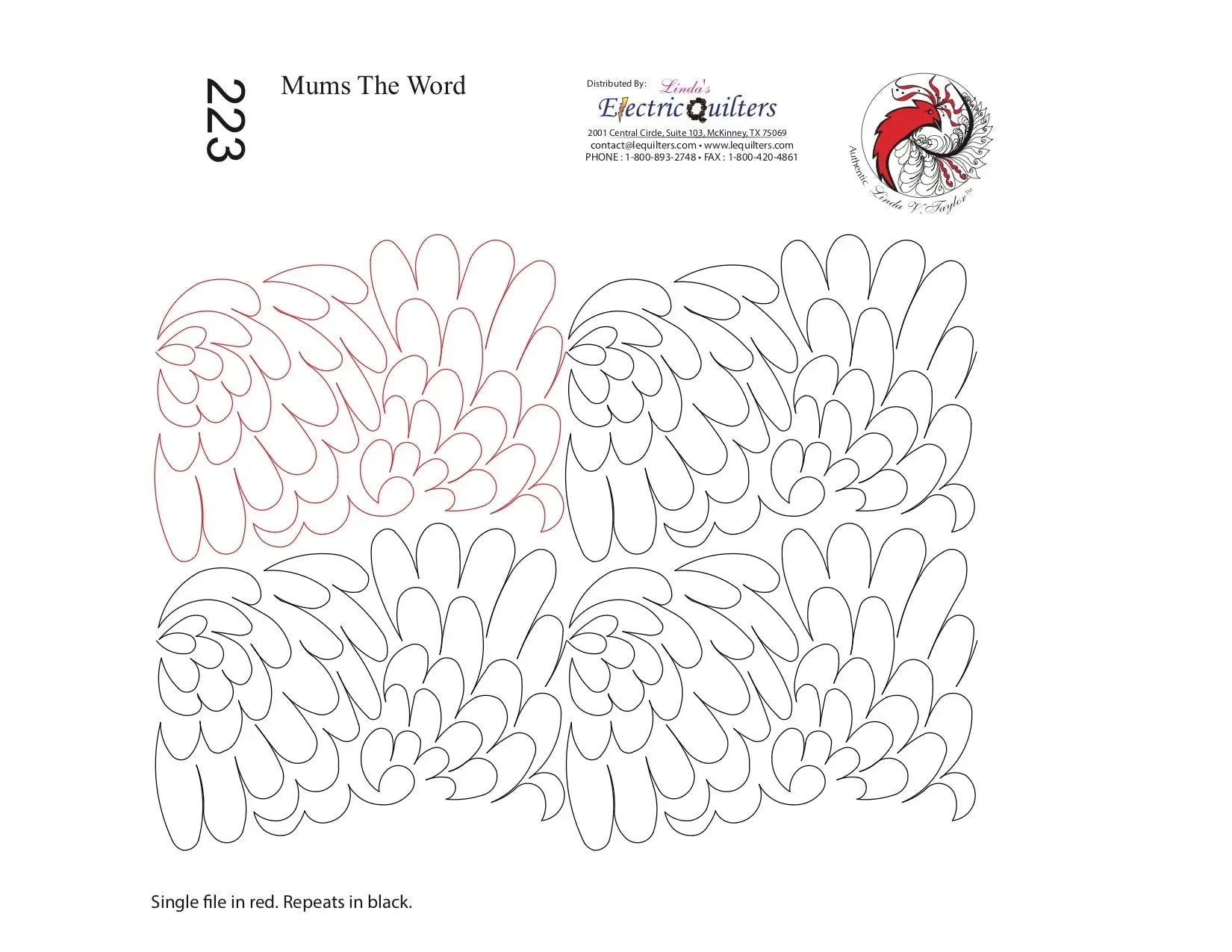 223 Mums The Word Pantograph by Linda V. Taylor - Linda's Electric Quilters