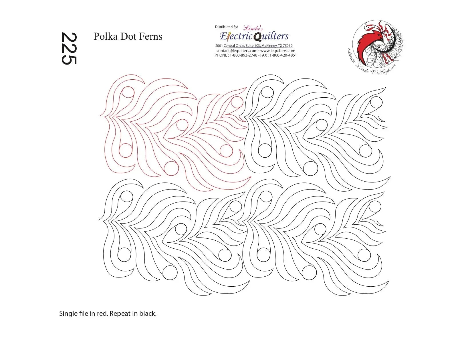225 Polka Dot Ferns Pantograph by Linda V. Taylor - Linda's Electric Quilters