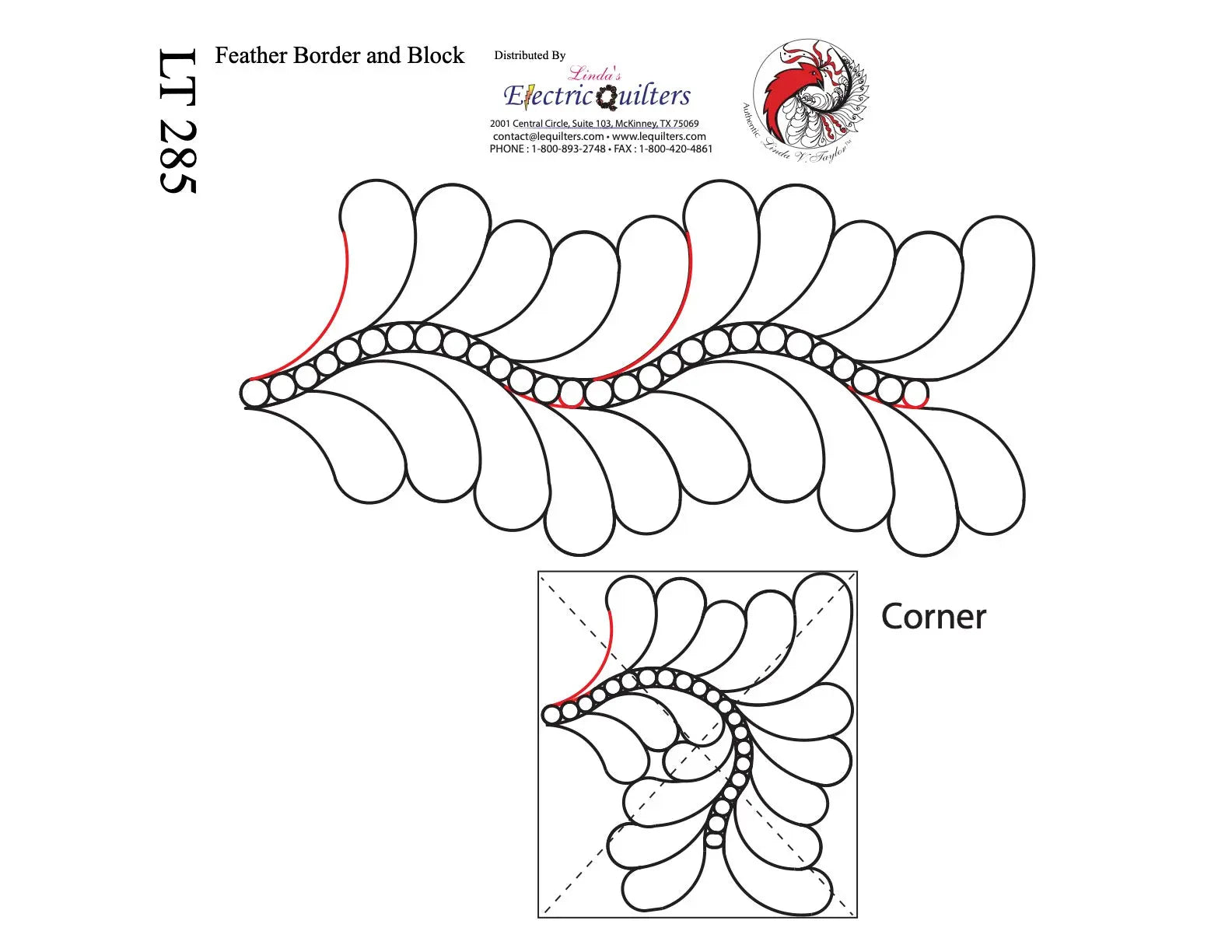 285 Feather Border Pantograph by Linda V. Taylor - Linda's Electric Quilters