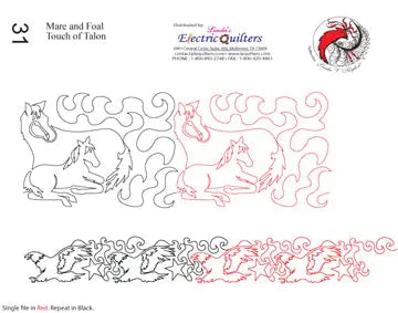 031 Mare & Foal/Touch Of Talon Pantograph by Linda V. Taylor - Linda's Electric Quilters