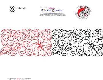 033 Folk Lily Pantograph by Linda V. Taylor - Linda's Electric Quilters