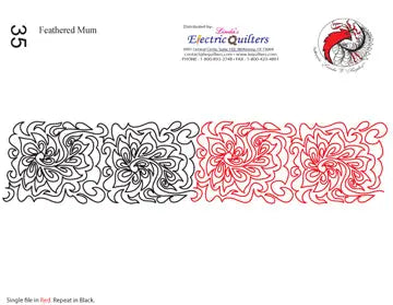 035 Feathered Mum Pantograph by Linda V. Taylor - Linda's Electric Quilters