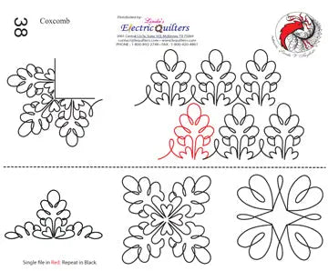 038 Coxcomb & Blocks Pantograph by Linda V. Taylor - Linda's Electric Quilters