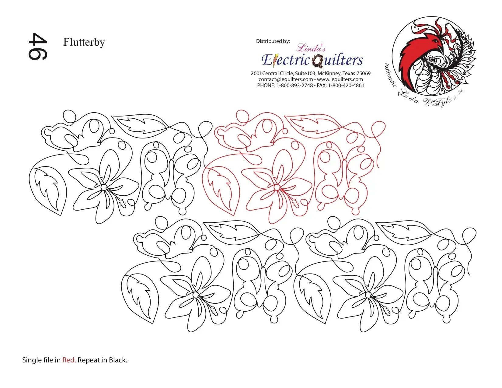 046 Flutterby Pantograph by Linda V. Taylor - Linda's Electric Quilters