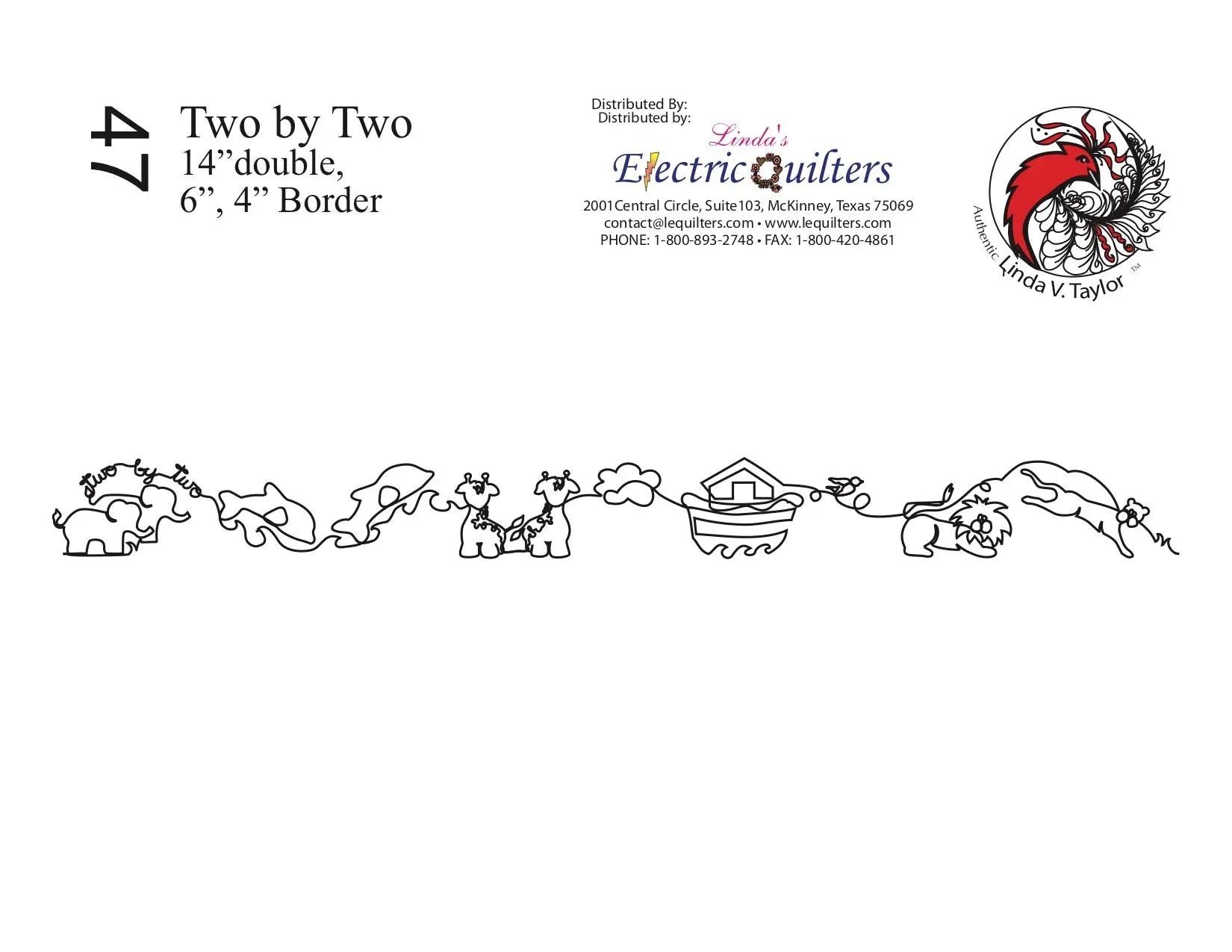 047 Two By Two Pantograph by Linda V. Taylor - Linda's Electric Quilters